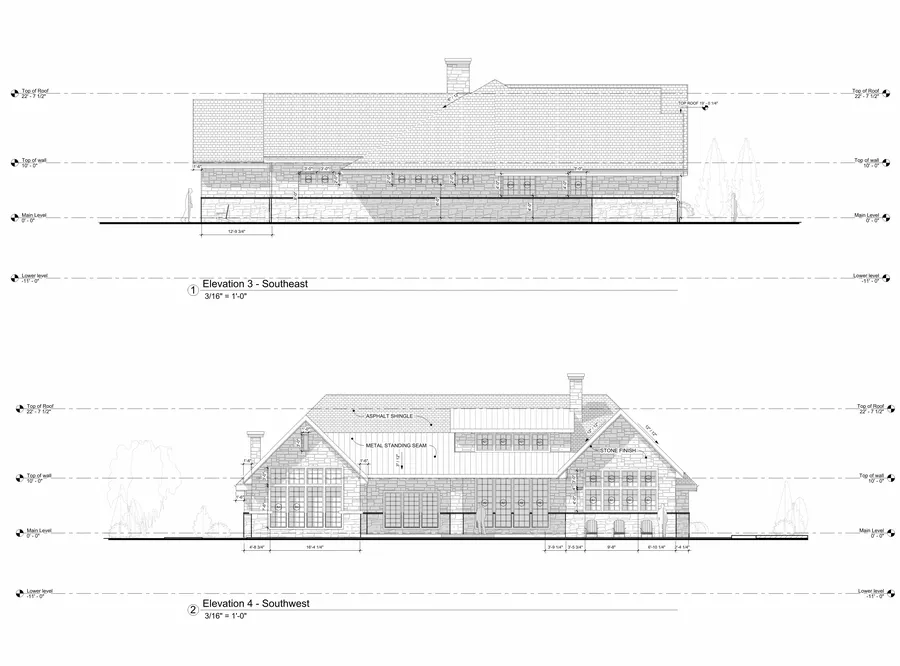 DeYoung Residence — southeast and southwest elevations
