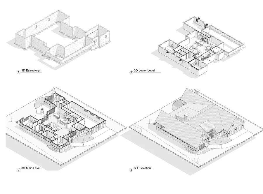 DeYoung Residence — 3D structural and level views