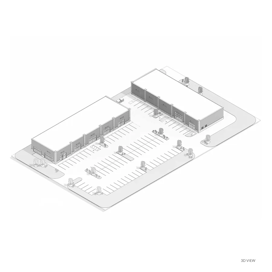 Merrillville Retail Buildings — 3D massing view